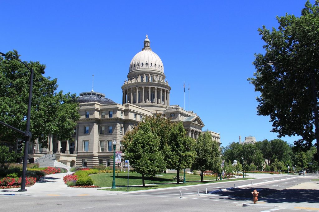 city, capital, boise, trees, summer, architecture, building, history, monument, tourism, nature, attraction, landmark, blue history